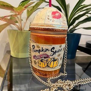 Betsey Johnson Kitsch Pumpkin Spice Frozen Latte crossbody handbag Never Used